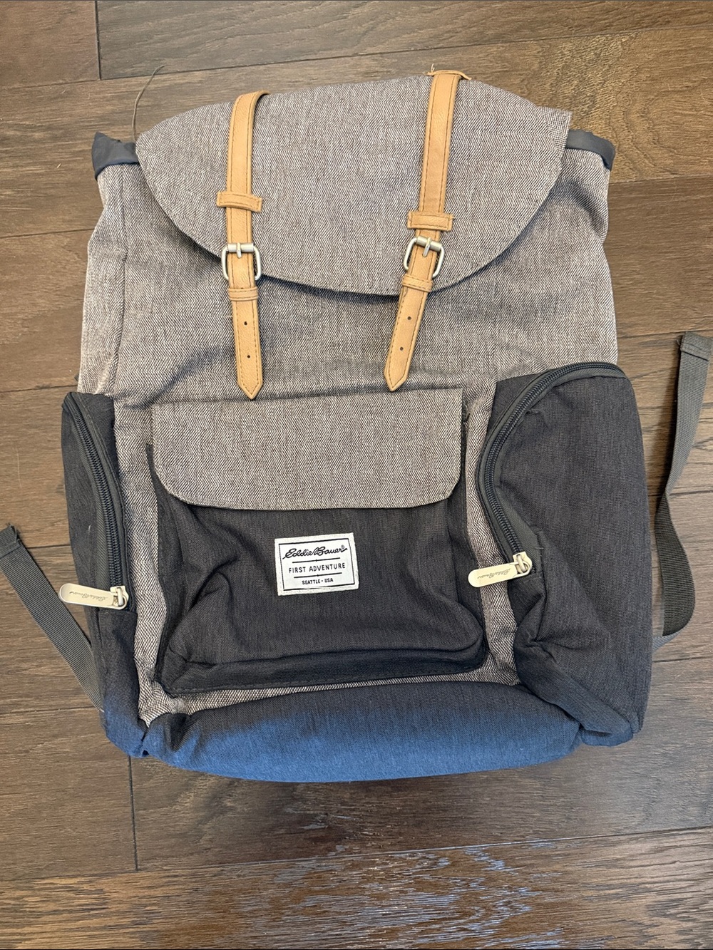 Eddie Bauer First Adventure Cascade Diaper Bag Backpack Gray Insulated Pockets